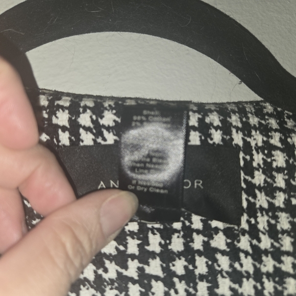 Ann Taylor Factory Houndstooth Coat Ruffle Pockets Career Jacket L - Picture 3 of 4